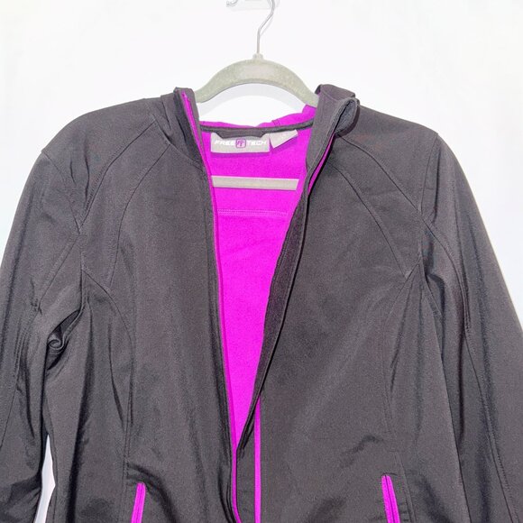 Free Tech Womens Black Softshell Jacket With Hood & Purple Accents Size L - Picture 5 of 7